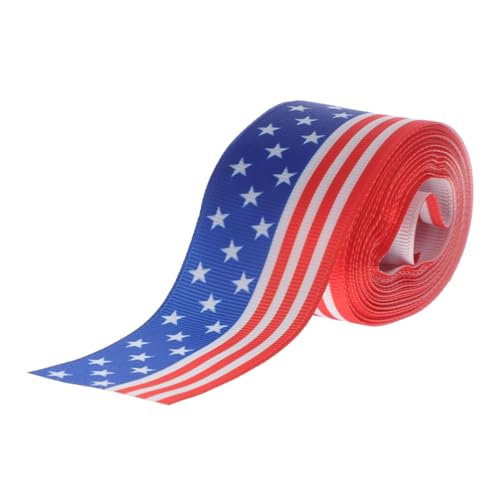 Operitacx Patriotische Bänder Zum Gedenktag: 1 Rolle Stoffband Mit Amerika-Flagge Und Sternen Blau Rot 4. Juli Partyzubehör Für Den Unabhängigkeitstag Veteranentag von Operitacx