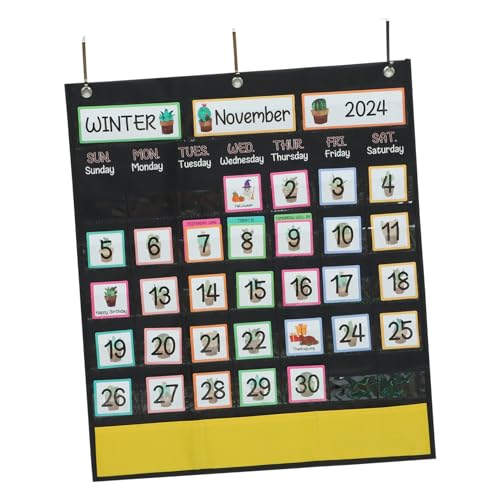 Operitacx Schul-familien-wochenkalender-hängetasche Monatliches Kalenderdiagramm Klassenkalender-diagramm Mini-tischkalender Klassenzimmer Kalender-pinnwand Bildungsplakate Black Pvc von Operitacx