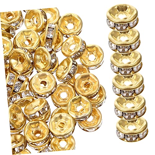 Operitacx Spacer Beads Mit Strassstein Inlay Runde Schmuckperlen Für Bastelarbeiten Goldene Und Weiße 6mm Ideal Für Perlenarmbänder Und Schmuckherstellung von Operitacx