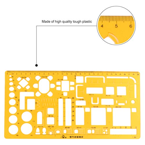 Operitacx Vorlagenlineal Architekturvorlage Ellipse Entwurfsvorlage Für Ein Lineal Mit Löchern Klares Lineal Geometrische Schablonen Vorlage Schablone Schablonen Formen Plastik Orange von Operitacx