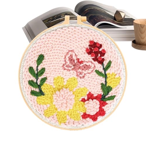 Opilroyn Punch Needle Kit, Weave Punch Stitching Kit | Punch Needling Kit Einfache Kunststickerei für Anfänger - Exquisite Stanznadel mit Muster, Hoop-Stickset für Ostern von Opilroyn