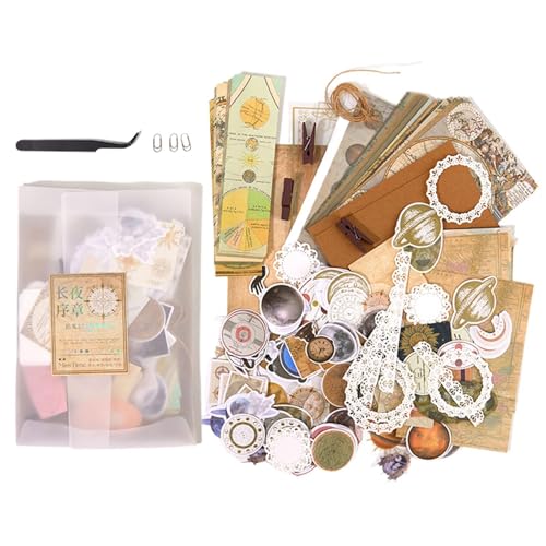 Opilroyn Scrapbook Kits für Erwachsene – Pflanze Mondphasen selbstklebende Aufkleber-Set, Journaling Scrapbook Bronzing Journal, Schreibwaren, Raster-Notizbuch-Aufkleber für Teenager, Kinder, Lehrer von Opilroyn