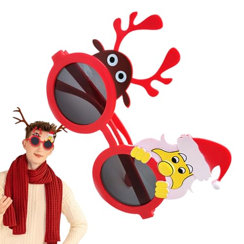 Opilroyn Weihnachts-Sonnenbrille, Weihnachts-Glitzerbrille | Weihnachtsmann-Ren-Weihnachtsbaum-Hut-Weihnachtsgläser,Weihnachts-Geschenktütenfüller, Kostümzubehör, Brillen für Fotoautomaten-Requisiten von Opilroyn