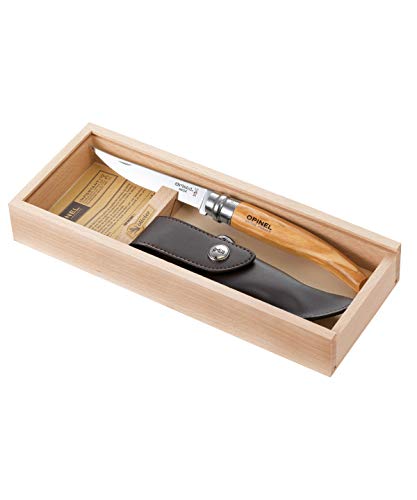 OPINEL Geschenkset Slim-Line-Messer mit Olivenholzgriff in Holzbox von OPINEL