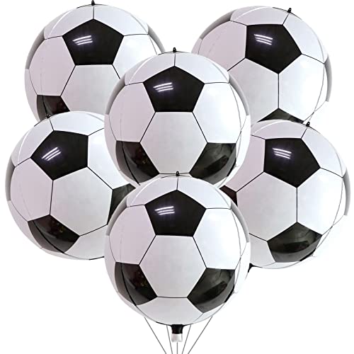 22 Zoll 4D Fussball Folienballons, 6 Stück Fußball Party Deko Fußball Folien Luftballons WM 2026 Ballon Deko für Junge Kinder Fussball Fans Sport Thema Geburtstag Party Kindergeburtstag Dekoration von Oponti