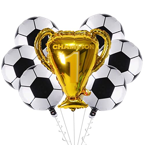 Fussball Geburtstag Deko, 32 Zoll Trophäe Folienballon mit 18 Zoll Fußball Luftballon Set, 7 Stück Fußball Champion Trophäe Fußball Ballon Set Weltmeisterschaft 2026 Deko für Junge Kindergeburtstag von Oponti