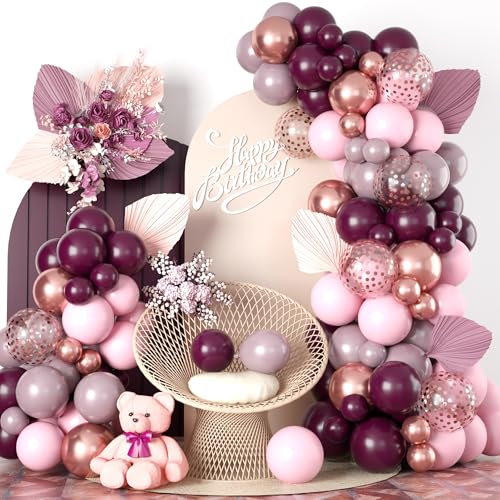 Luftballon Girlande Burgunder Rot Rosa Rosegold, Burgunderrot Altrosa Pastell Rosa Rosegold Konfetti Ballon Girlande Set für Mädchen Frau Geburtstag Hochzeit Babyparty Verlobung Party Deko von Oponti