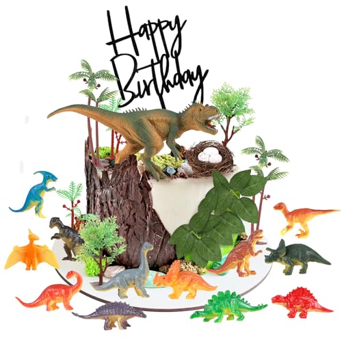 Opopark 30 Stück Kuchendeko Dinosaurier Set,Dinosaurier Deko Torte,Dino Geburtstag Deko,Dino Tortendeko,Dschungel Tortendeko Junge, Cake Topper Dinosaurier für Kinder Junge Geburtstag Party von Opopark