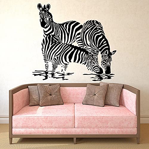 Opprxg Big Zebra Trinkwasser Wandaufkleber Sofa Schlafzimmer Cartoon Zebra Afrikanisches Tier Wandtattoo Kinderzimmer Kinderzimmer Dekoration 56cmx52cm von Opprxg