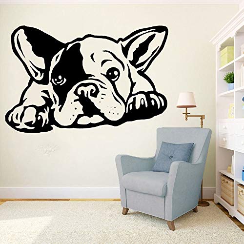 Opprxg Französische Bulldogge Hund Wandtattoo Vinyl Wohnzimmer Home Decor Selbstklebende Wandaufkleber Mode Tier Schlafzimmer Tapete 86x57cm von Opprxg