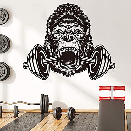 Opprxg Gym Gorilla Bodybuilding Hantel Wandaufkleber Schimpanse Fitness Übung Wandtattoo Vinyl Dekoration 72cmx61cm von Opprxg