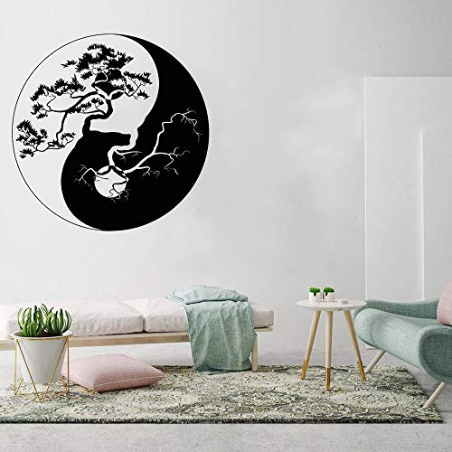 Opprxg Vinyl Wandtattoo Yin Yang Zen Philosophie Baum Asiatische Wandaufkleber Wandbild Wohnzimmer Schlafzimmer Wohnkultur Aufkleber Tapete 57x57cm von Opprxg