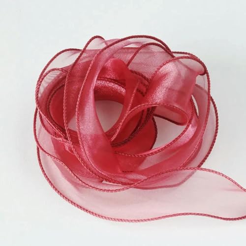 10m/ 2.2m Roll Solid Color Organza Ribbon Wavy Edge Fishtail Ribbon for Flower Bouquet Gifts Packaging Wedding Party Decorations von Optxzn