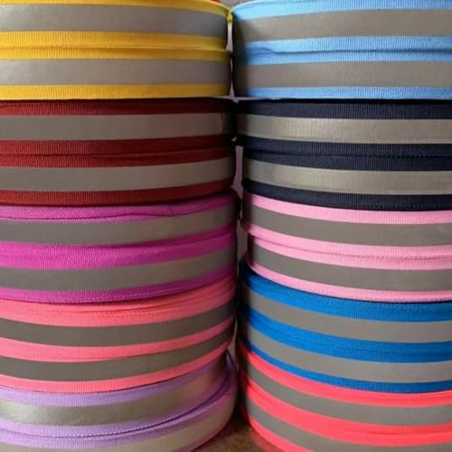 Optxzn 20mm 50 Yards Reflective Polyester Webbing Strap Thin Sewing Tape for Clothing Warning Tape Bag Safety Reflective Stripe von Optxzn