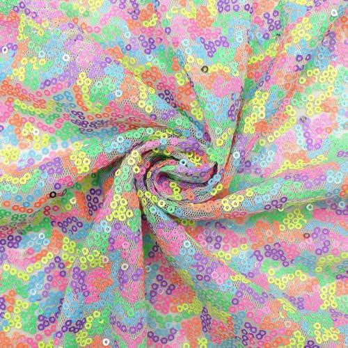 Optxzn 50 * 145 cm Regenbogen Pailletten Material Stoff Cartoon Patchwork Nähen Quilten Stoffe Hand DIY Tuch Nähen Tuch von Optxzn