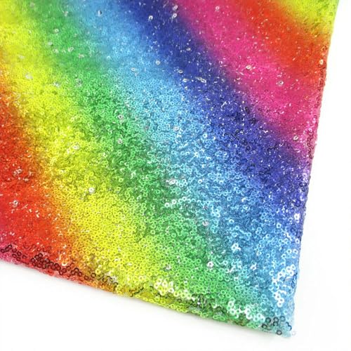 Optxzn 50 * 145 cm Regenbogen Pailletten Material Stoff Cartoon Patchwork Nähen Quilten Stoffe Hand DIY Tuch Nähen Tuch von Optxzn