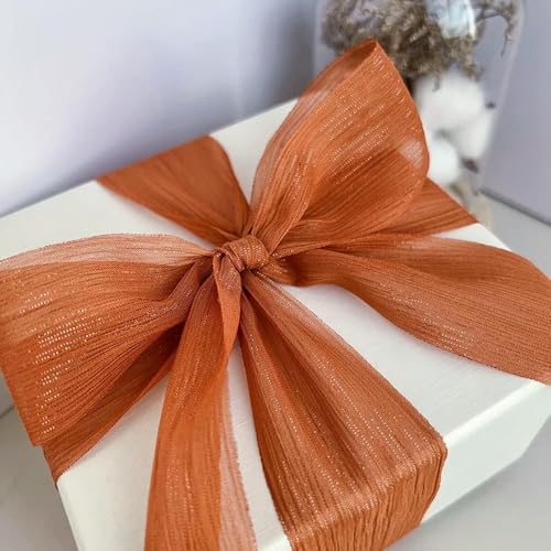 Optxzn 5M Silver Sparkling Ribbon Chiffon Wrinkle Mesh Accessories Bright Silk Wrinkle Bow Gift Box Flower Bundle Packaging Yarn Ribbon von Optxzn