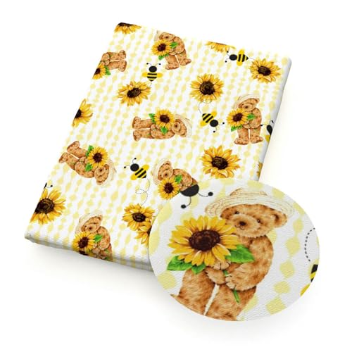 Optxzn Frühlings-Sonnenblumen-Polyester-Baumwolle/Stretch/Bademode-Stoff für Taschentücher, Nähen, Quiltstoffe, Handarbeiten, Quilten, DIY, 50 x 145 cm von Optxzn