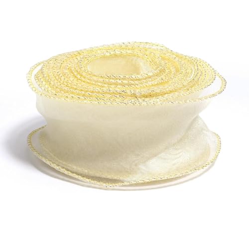 Optxzn Goldrandige Fischschwanzgarnbänder, Organza-Spitze mit Wellenrand, DIY-Blumenstrauß, Verpackungsmaterial, Hochzeitsdekorationen, Nähen, Stoffdekor von Optxzn