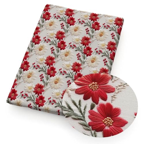 Optxzn STÜCK 50 * 145 cm Stickerei 3D Stil Druck Blume Lotus Polyester Baumwollgewebe Gewebe Nähen Quiltstoffe Handarbeiten DIY Handmade von Optxzn