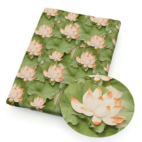 Optxzn STÜCK 50 * 145 cm Stickerei 3D Stil Druck Blume Lotus Polyester Baumwollgewebe Gewebe Nähen Quiltstoffe Handarbeiten DIY Handmade von Optxzn