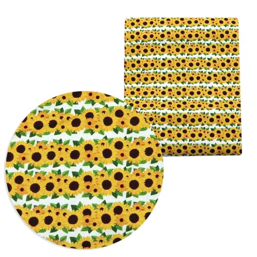 Optxzn Sonnenblumen-Patchwork-Druck, Polyester-Baumwollstoff zum Nähen von Taschentüchern, Quiltstoffe, Handarbeitsmaterial, DIY, handgefertigt, 50 x 145 cm von Optxzn