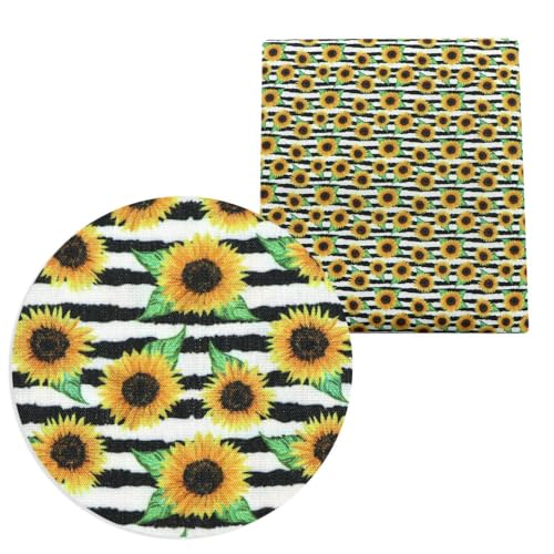 Optxzn Sonnenblumen-Patchwork-Druck, Polyester-Baumwollstoff zum Nähen von Taschentüchern, Quiltstoffe, Handarbeitsmaterial, DIY, handgefertigt, 50 x 145 cm von Optxzn