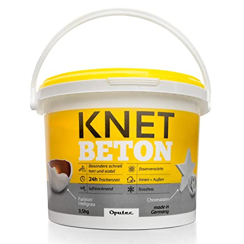 Oputec Knetbeton 14kg - Kreativbeton zum Kneten für Deko, kreative Windlichter, Sterne - wetterfest & frostfest - Bastelbeton Knete/Modelliermasse zum Basteln Grau von Oputec