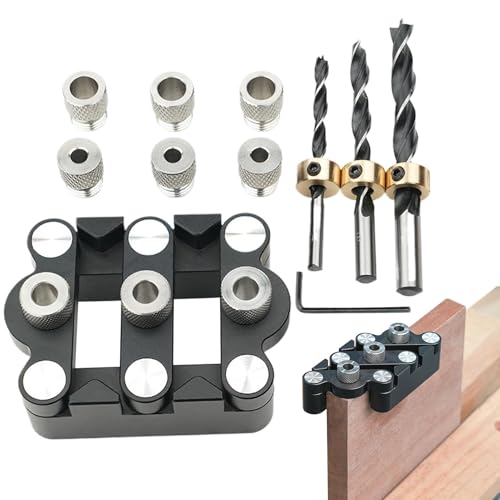 Metal Drilling Hole Kit, Multipurpose Self-Centering Dowel Jig, Portable Woodwork Tool, 3.66x2.68x1.57inc/1.26inches, Precise Hole Punch Locator for Frame Building von Opvonxeh