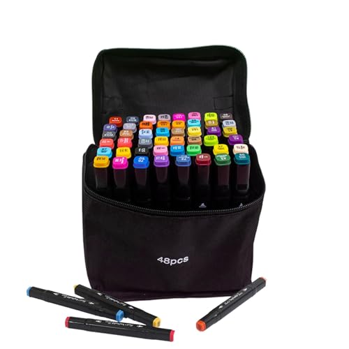 Opvonxeh Doppel-Tip Marker-Set, Permanent Sketching Marker, feine und Pinselspitzen, Permanentmarker, Kunstmarker mit feinen und Pinselspitzen, Färbemarker mit Spitzen und Spitzen von Opvonxeh