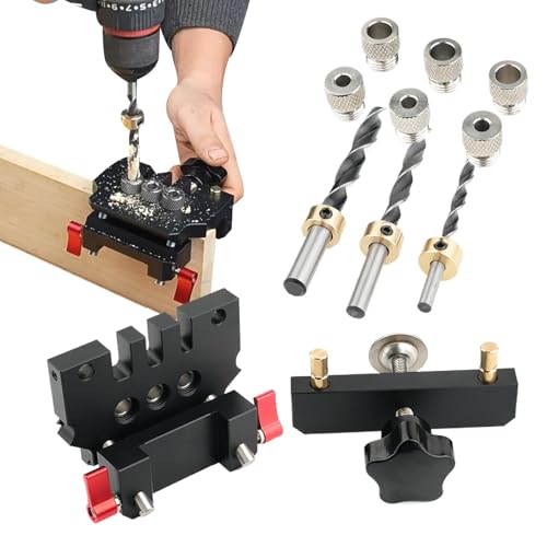 Opvonxeh Doweling Jig Kit, Adjustable Drill Jig for Straight Holes, Complete Doweling Jig Kit with Self-Centering Drilling Guide, Power Tool for Woodworking Projects von Opvonxeh