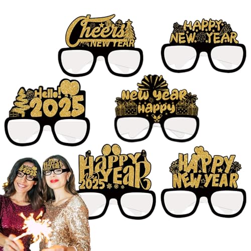 Opvonxeh Happy New Year Glasses, Funny New Year Glasses, 2025 Glasses, New Year's Eve Glasses, New Year Photo Props, Holiday Glasses For New Year, New Year Party Glasses, Decorative New Year Eyewear von Opvonxeh