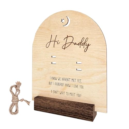 Opvonxeh Pregnancy Reveal to Husband, Hi Dad Wood Announcement Board, New Baby Announcement for Dad, Creative Pregnancy Announcement, Cute Baby Announcement Ideas Boxwood 18 x 15 cm | 7 x 6 Zoll von Opvonxeh