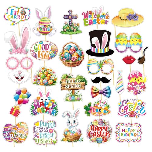 Spring Party Photo Accessories, Kids and Adults Photo Booth Props, Easter Egg Photo Booth Props, Easter Photo Booth Supplies, Spring Photoshoot Props, Easter Party Photo Favor Set von Opvonxeh