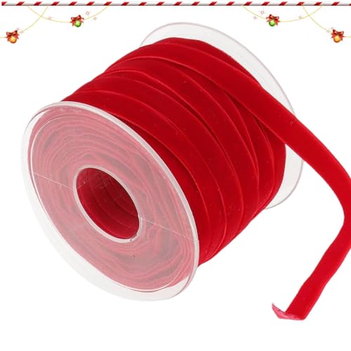 Velvet Ribbon for Christmas Tree, 0,4 inch Velvet Christmas Ribbbon, Velvet Christmas Ribbon on Spool, Velvet Ribbon for Wrapping Tree Ornaments, Christmas Tree Ribbbon, 20 Yards Velvet Ribbon von Opvonxeh