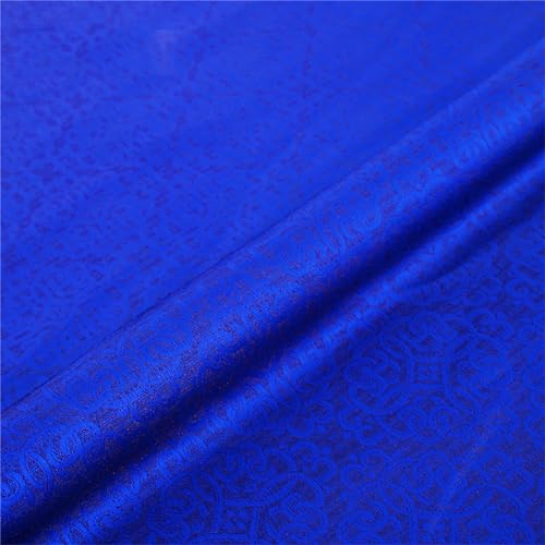 Stickerei Damast-Stoff,Satin Jacquard-Stoff, Glücksverheißendes Muster, Jacquard, chinesischer Stil, hohe Dichte, Sofakissen, Kissen, Damenrock, Tang-Anzug, Cheongsam-Stoff, 100 x 70 cm, Königsblau von OqcEha