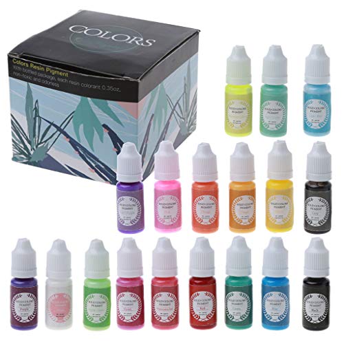 OralGos Epoxid-Pigmente, undurchsichtig, flüssiger Harzfarbstoff, 18 Farben, je 10 ml, ungiftiges Epoxidharz, einfarbig, flüssiger Harzfarbstoff - A von OralGos