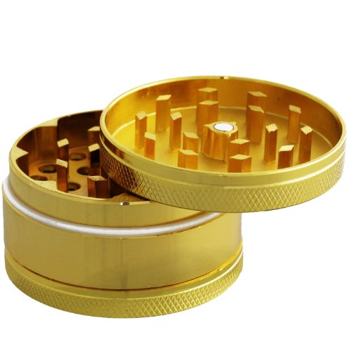 Original Oramics Tabakmühle Handmühle Crusher Grinder für Tabak Gewürze Kräuter Blühten - Dreiteiliges Set - Magnetverschluß - Gold Design- Absolut Einzigartig - Kräuterzerkleinerer Zerkleinerer von Oramics