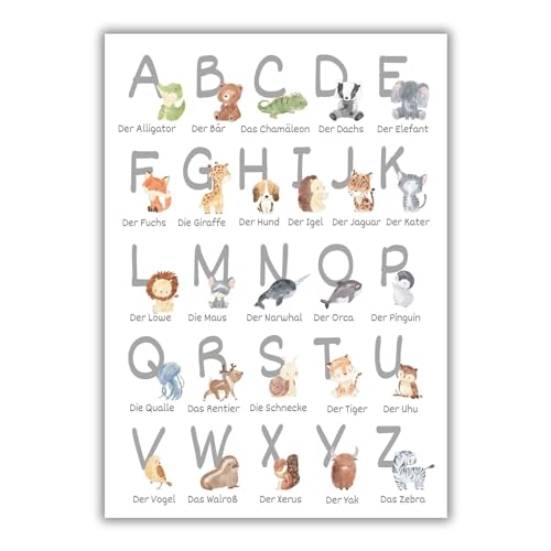 Orange Oak ® ABC Poster für Kinderzimmer | Kindergarten, Vorschule, Grundschule Lernposter | Buchstaben ABC | DIN A3 (Ohne Rahmen) von Orange Oak