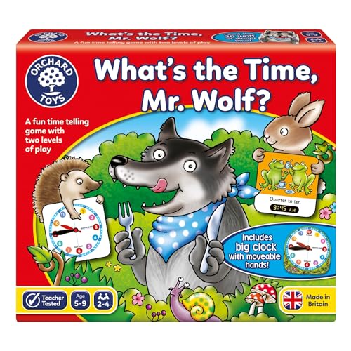 Orchard Toys What's The Time, Mr Wolf Game, Educational Game for Children Aged 5-9, Two Ways to Play, Teaches Time Telling Skills, Includes Moveable Clockface, Learning Made Fun von Orchard Toys