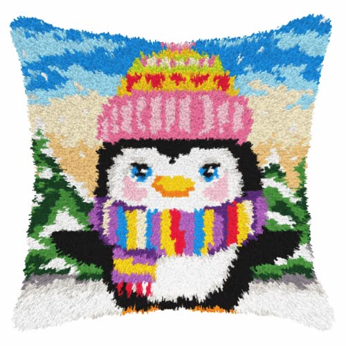 4157 Knüpfkissen mit Pinguin-Motiv, 40 x 40 cm von Orchidea