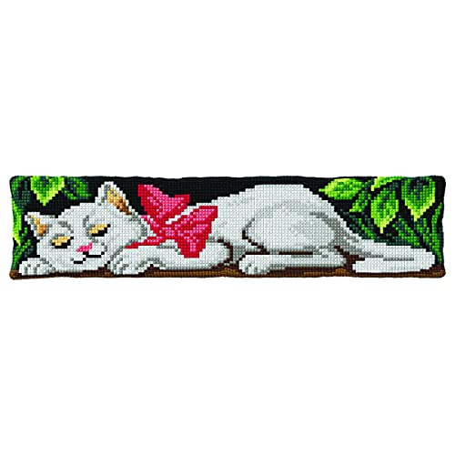 Orchidea Cross Stitch Cat Cushion Kit Kreuzstich-Kissen, Motiv, Schlafende Katze, 20 x 80cm von Orchidea