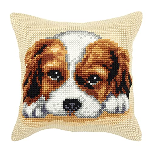 Orchidea Cross Stitch Dog Cushion Kit Kreuzstich-Set für Hundekissen, Hund 1, 40 x 40 cm von Orchidea