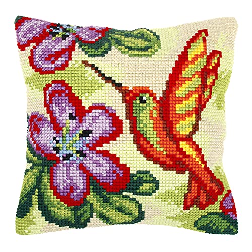 Orchidea Cushion Cross Stitch Kit Stickpackung für Kissen, Kolibri, 40 x 40 cm von Orchidea