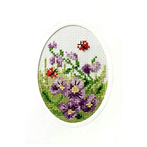 Orchidea ORC.6096, Motiv Stiefmütterchen, Kreuzstich-Set, gummiert, 10,5 x 15 cm von Orchidea