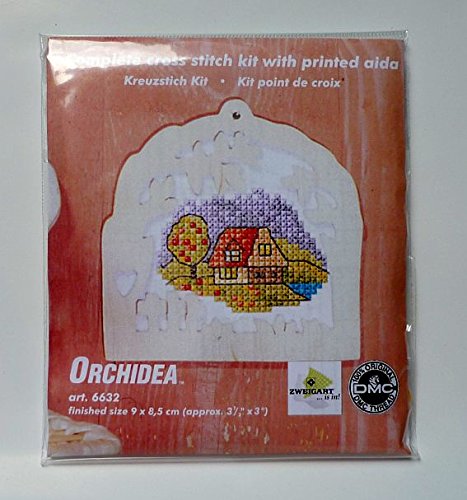 Orchidea Stickpackung Winter 6632 mit Holzrahmen Natur 9X 8,5 cm von Orchidea