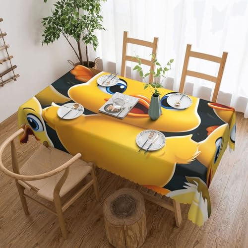 Rechteckige Tischdecke, 137,2 x 182,9 cm, niedliches Enten-Tiermuster, Polyester-Tischdecken, waschbar, Stoff, Tischdecke für Esstisch, wasserabweisend, Outdoor-Tischdecke von OrcoW