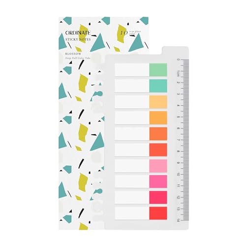 Bonbon Serie Haftmarker | Ordinate 200 Stück Sticky Notes | Transparent Haftnotizen zum Markieren | Haftstreifen | Seitenmarkieren | Ästhetischer Haftnotizzettel | Planner Sticker (B - Blossom-Half) von Ordinate