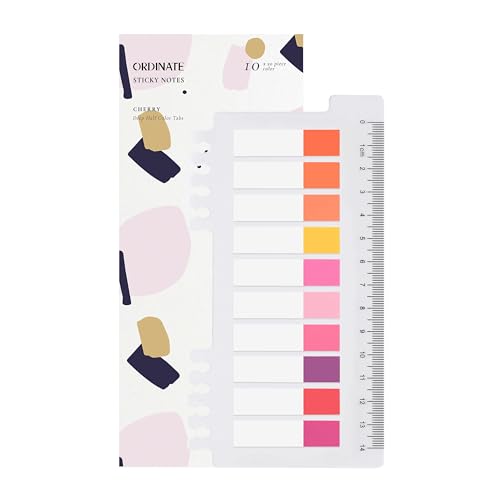 Bonbon Serie Haftmarker | Ordinate 200 Stück Sticky Notes | Transparent Haftnotizen zum Markieren | Haftstreifen | Seitenmarkieren | Ästhetischer Haftnotizzettel | Planner Sticker (D - Cherry-Half) von Ordinate