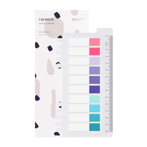 Bonbon Serie Haftmarker | Ordinate 200 Stück Sticky Notes | Transparent Haftnotizen zum Markieren | Haftstreifen | Seitenmarkieren | Ästhetischer Haftnotizzettel | Planner Sticker (F - Wildberry-Half) von Ordinate